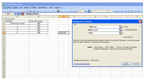 Calcular VAN en Excel